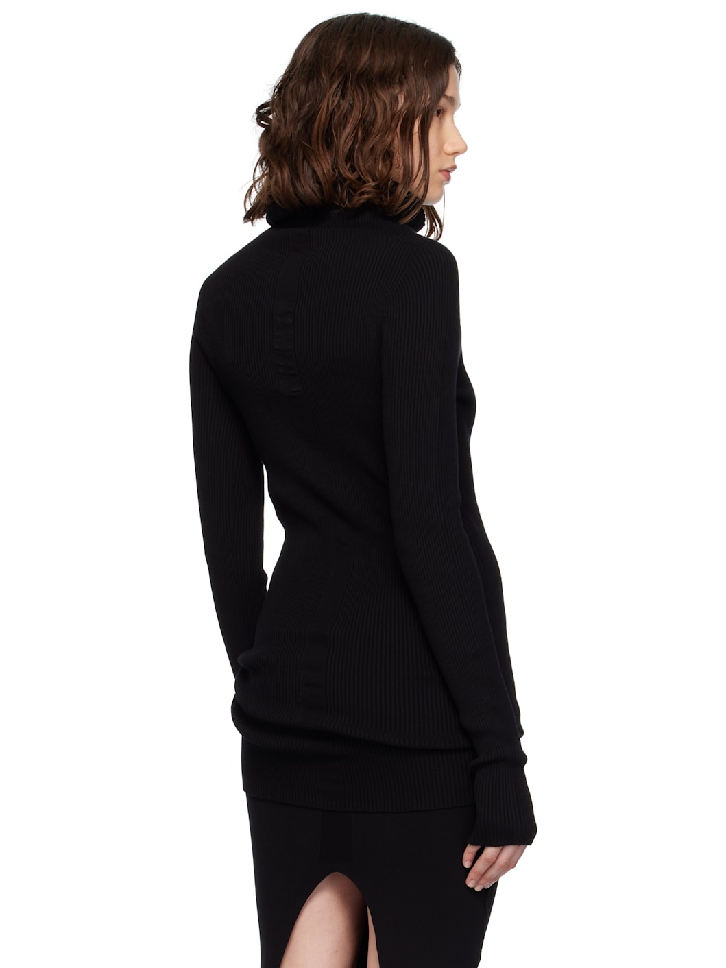 Black Concordians Ribbed Knit Tube Turtleneck - 3