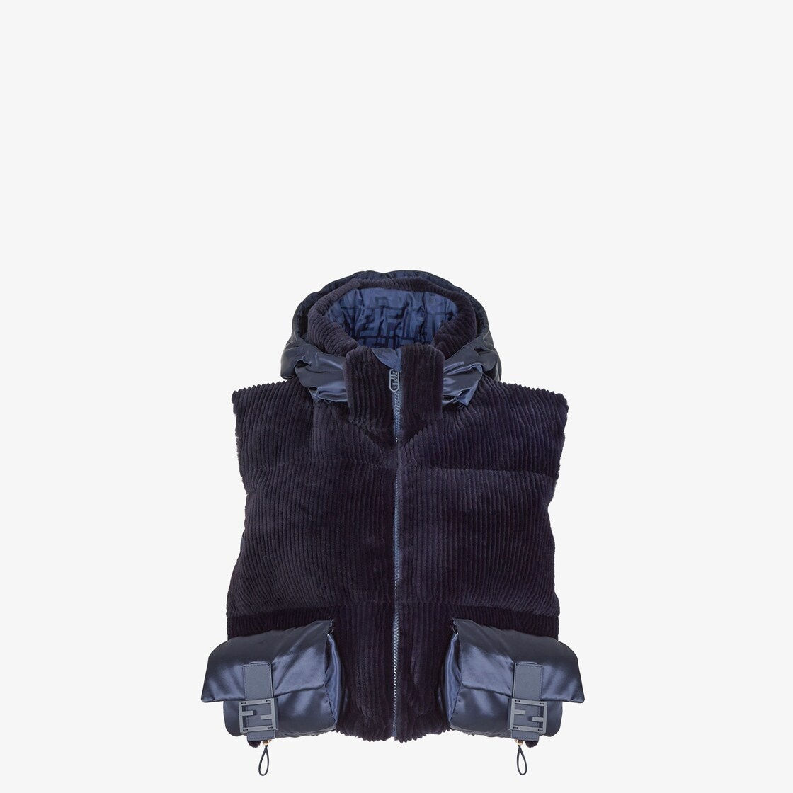 Blue nylon and mink vest - 1