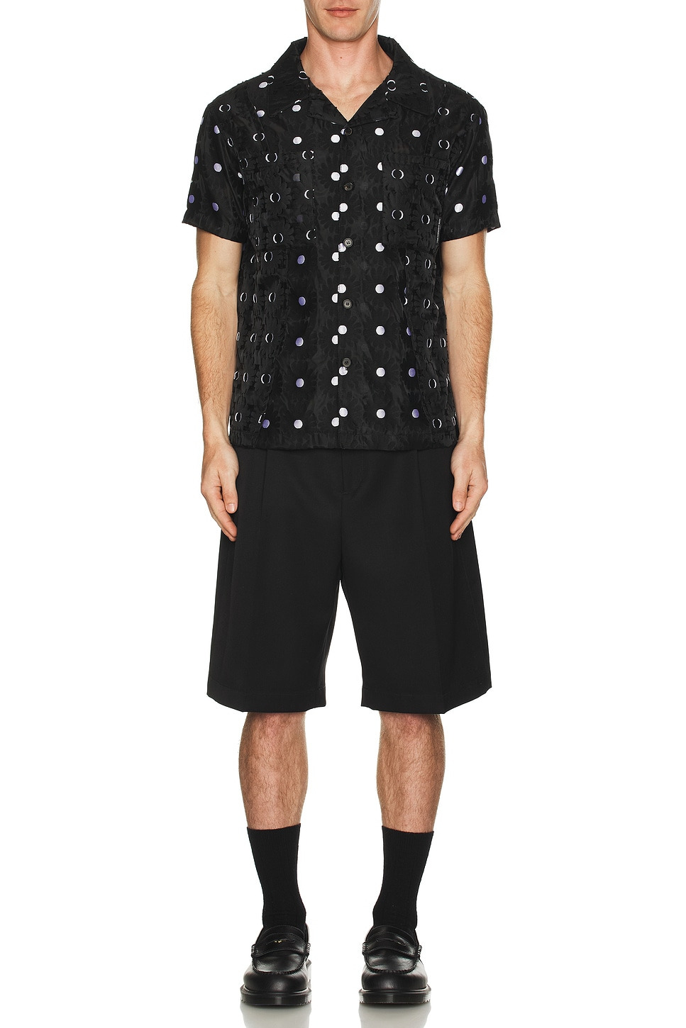 Half Sheer Flower Shirt - 4