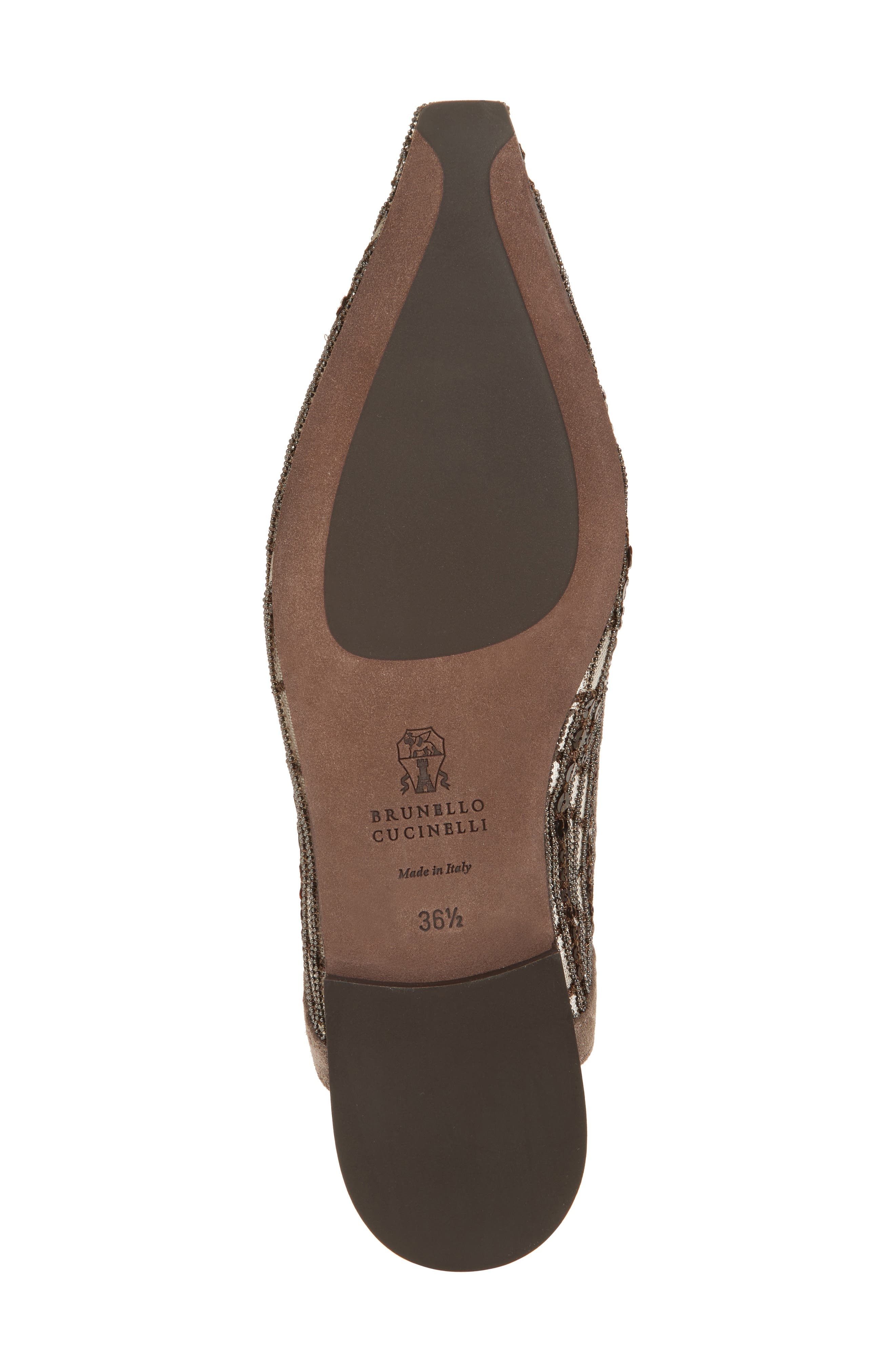 Brunello Cucinelli Monili Slingback Pointed Toe Flat in Chocolate at Nordstrom - 6