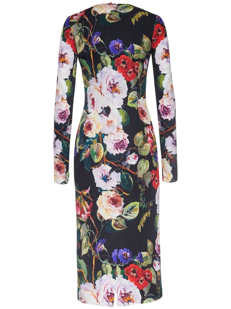 Silk charmeuse flower print midi dress - 5