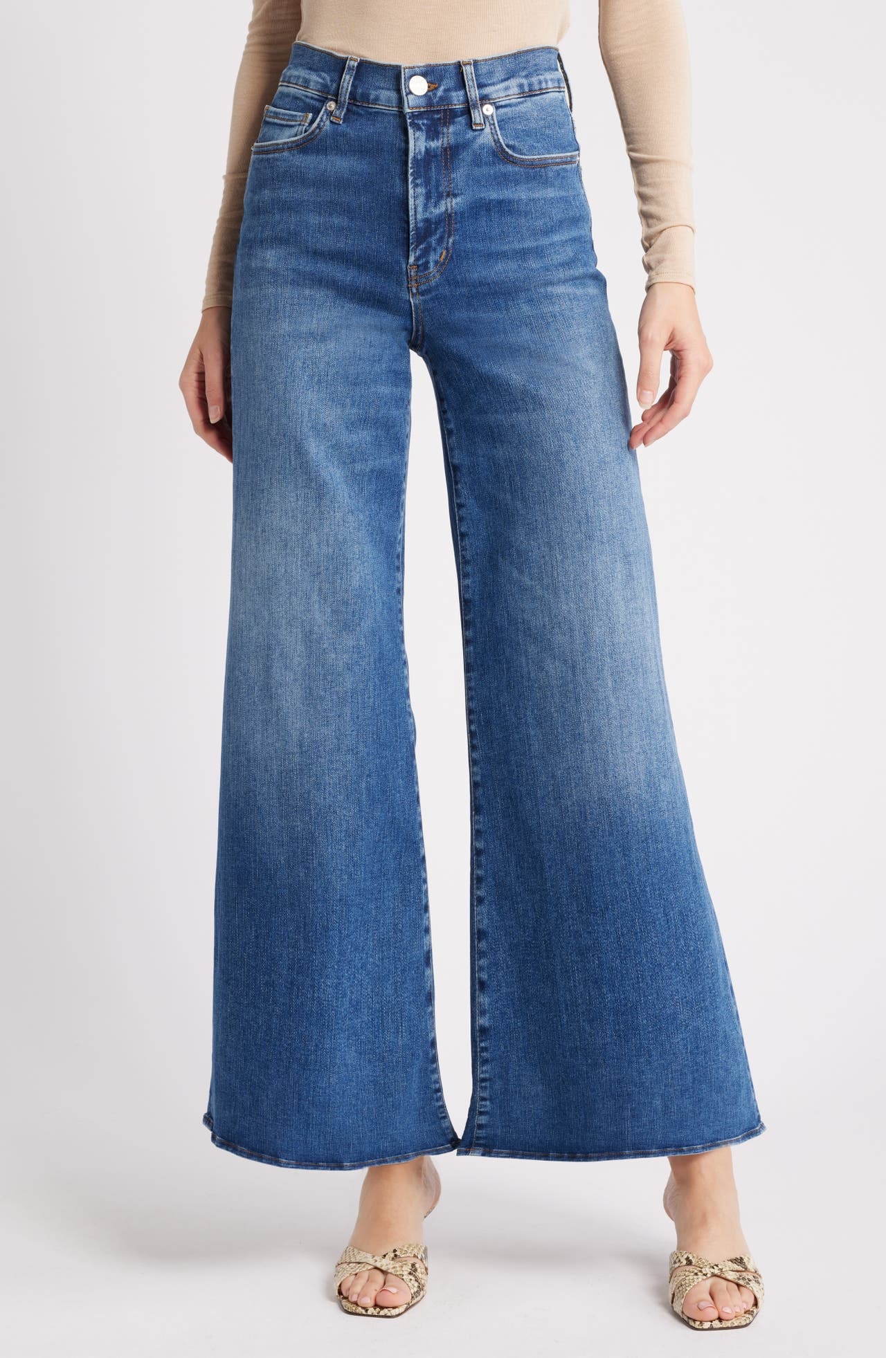 FRAME Le Palazzo Crop Wide Leg Jeans in Mermaid at Nordstrom - 1