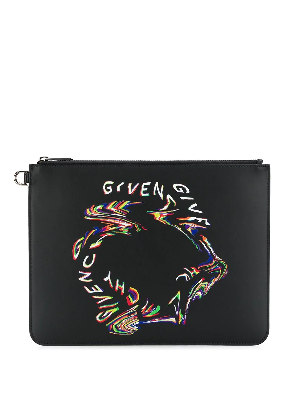 Glitch logo print clutch - 1