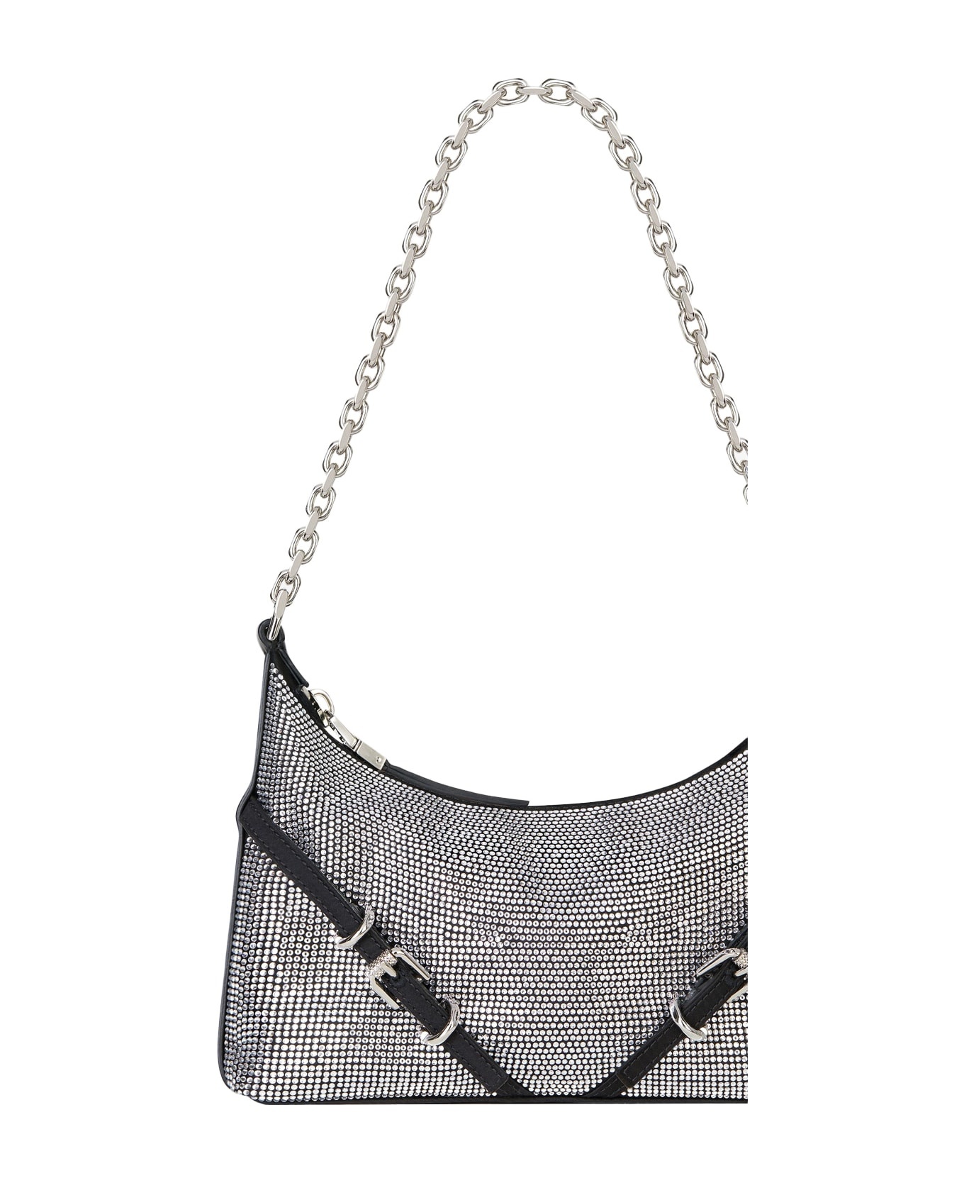 Voyou Party Bag In Black Satin With Rhinestones - 5