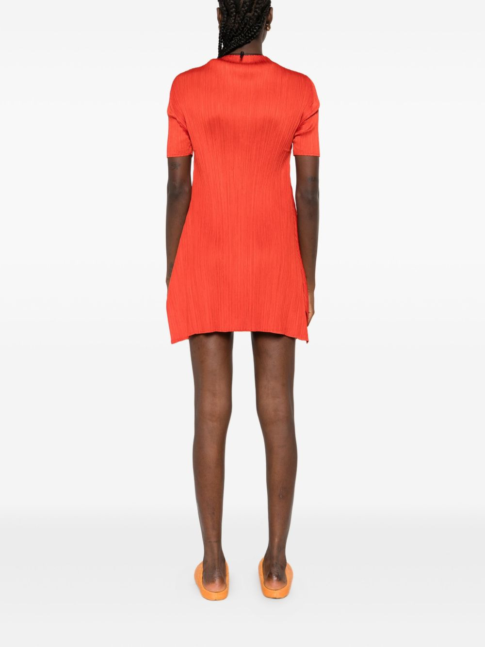 pleated high-neck mini dress - 4