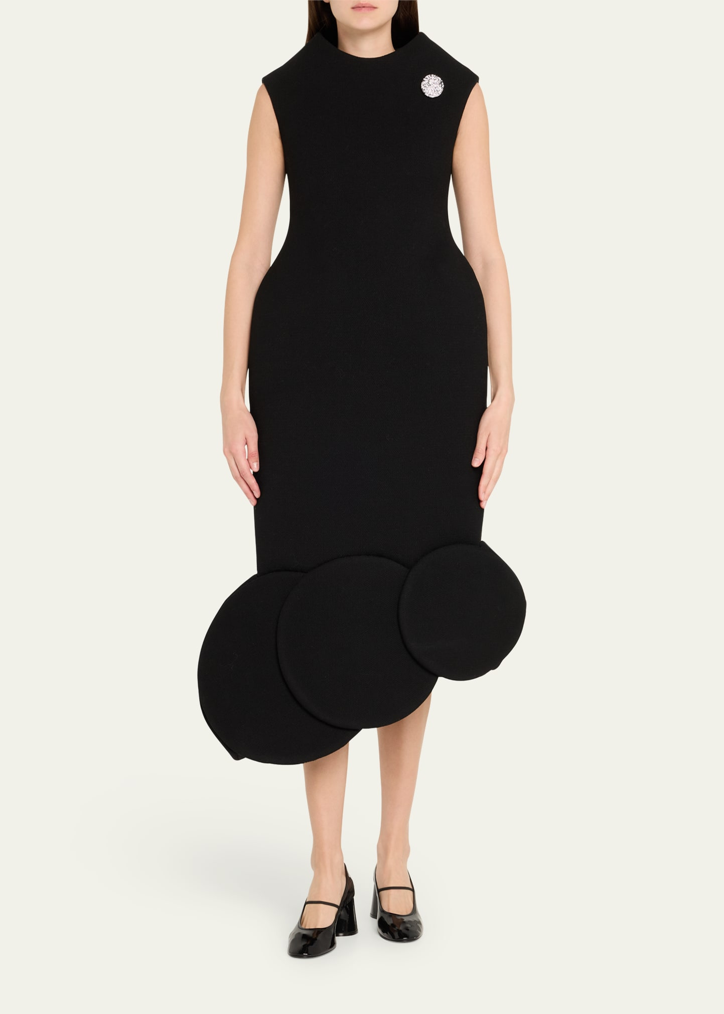 Asymmetric Circle-Hem Sleeveless Midi Dress - 2