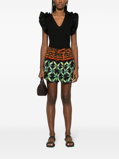 ULLA JOHNSON Olivinite abstract-patterned shorts outlook