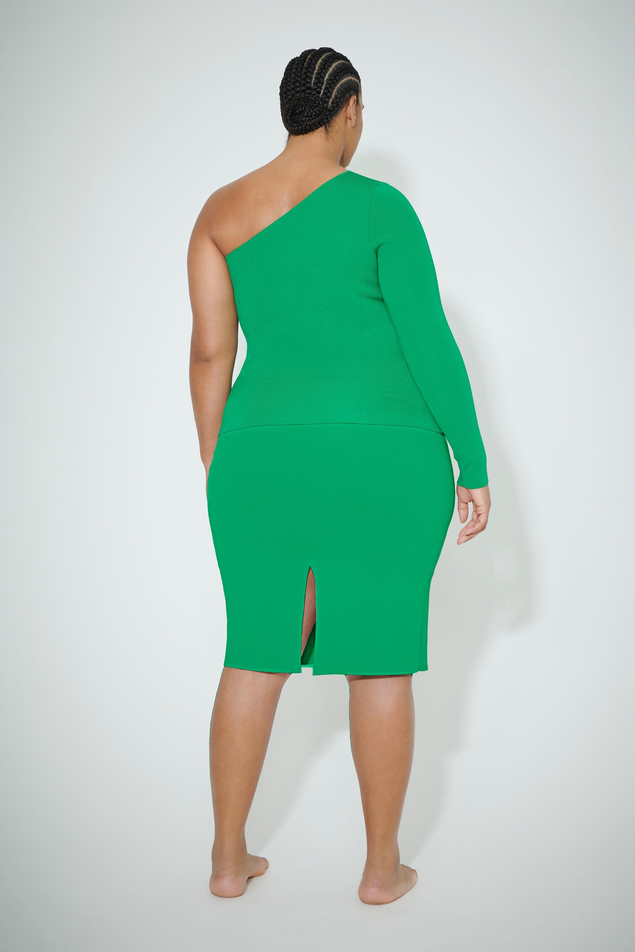 VB Body Fitted Midi Skirt in Green - 7