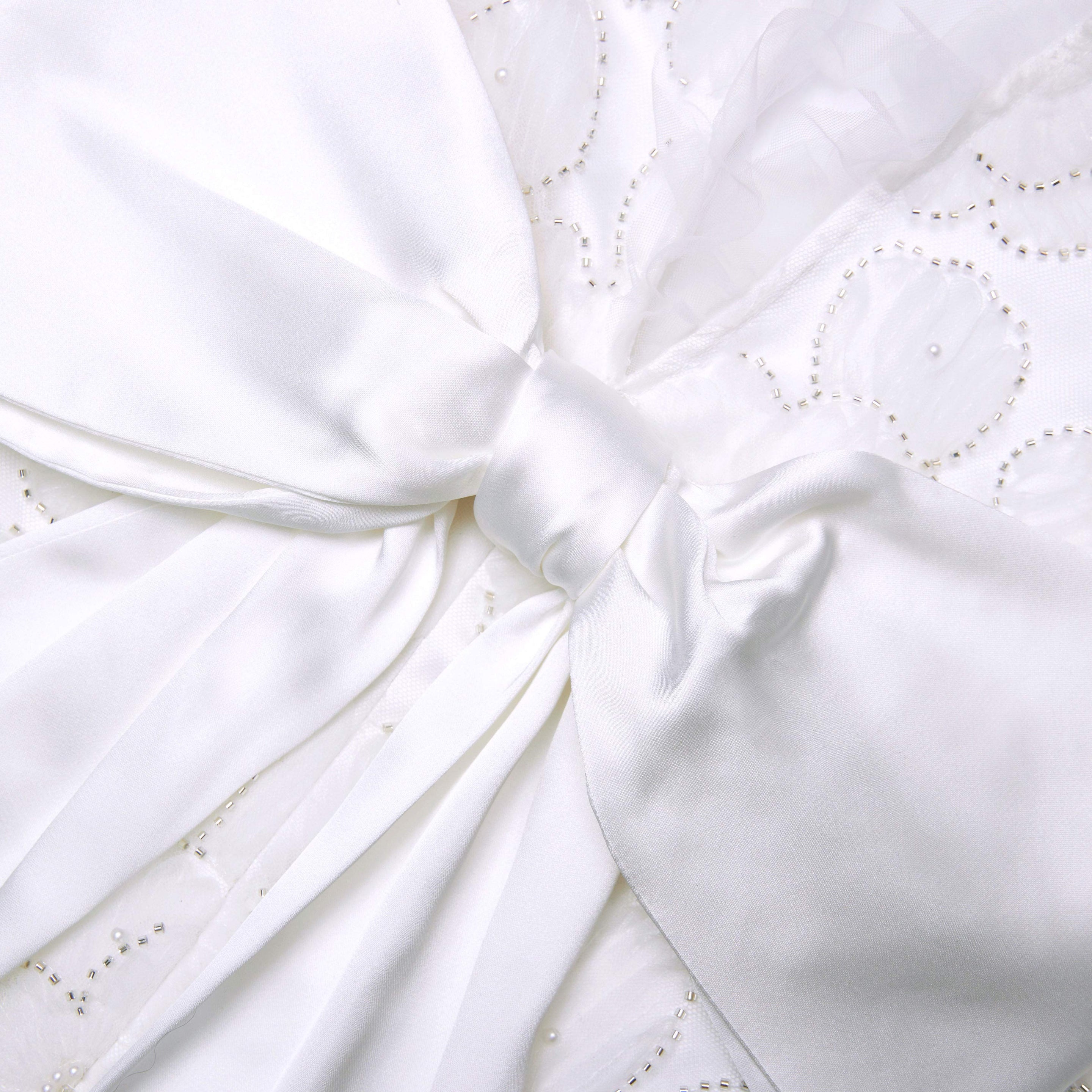 White Tulle Satin Bow Mini Dress - 5