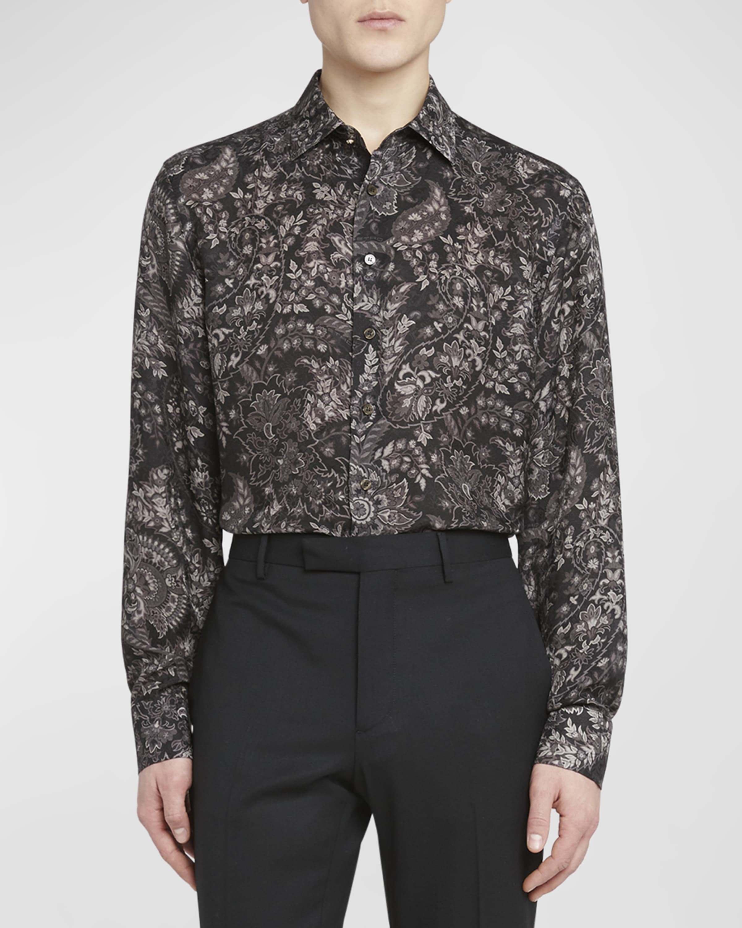 Men's Printed Silk Dress Shirt - 2