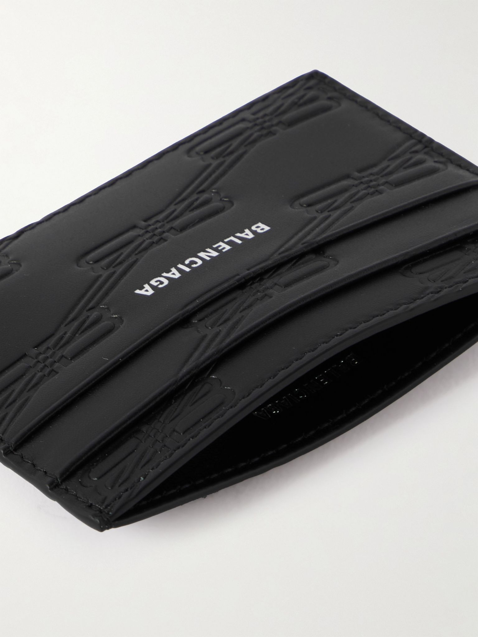 Logo-Print Monogrammed Leather Cardholder Black - 4