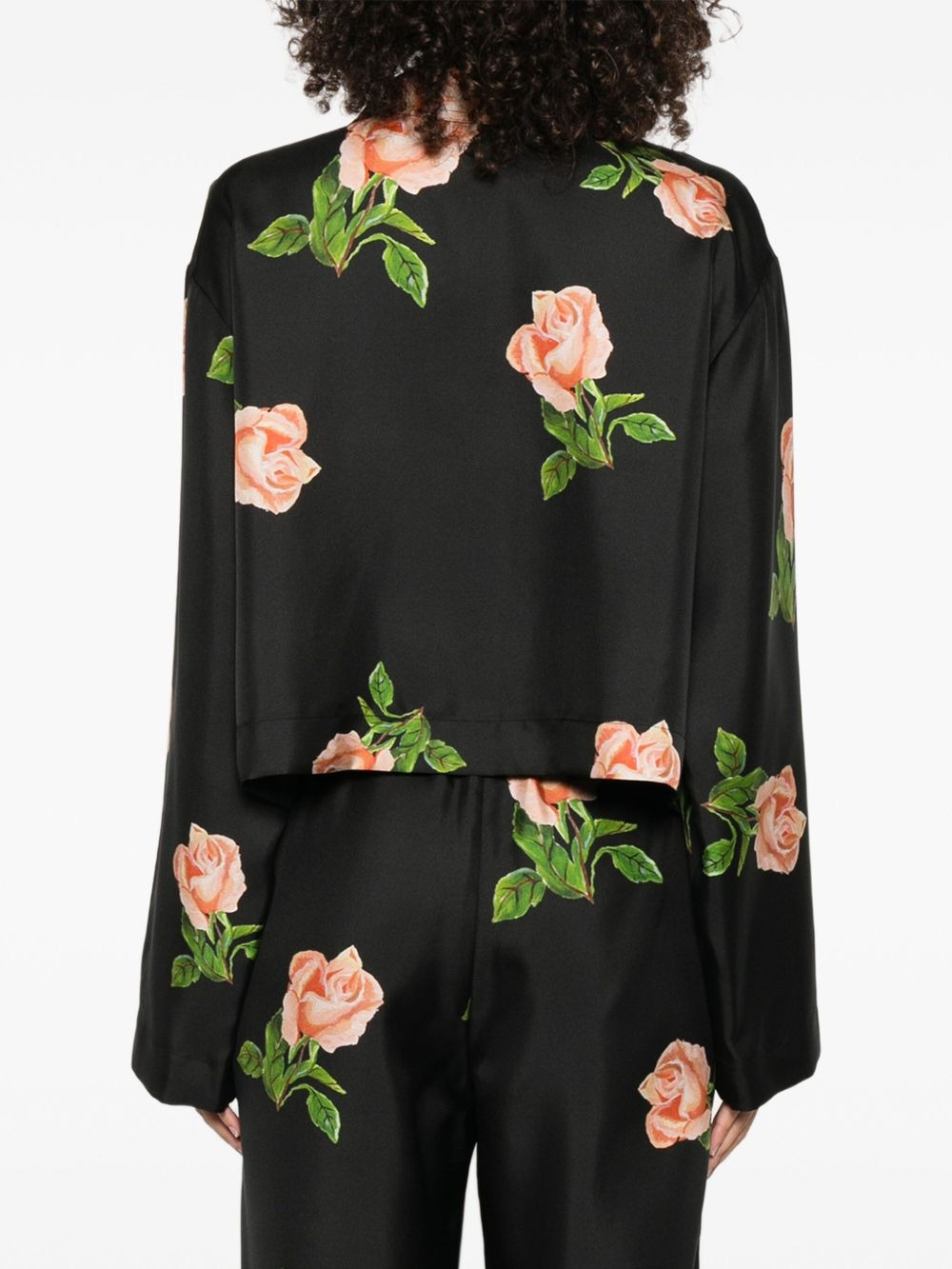 Vally rose-print long-sleeve shirt - 4
