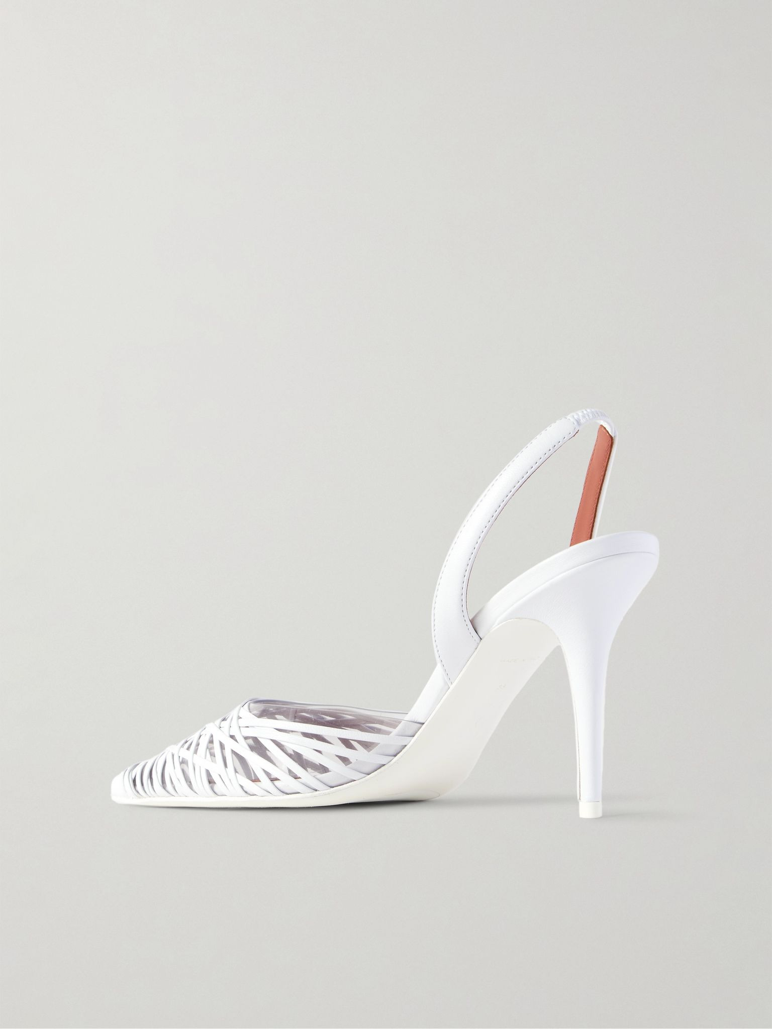 Lori PVC and woven leather slingback pumps White - 3