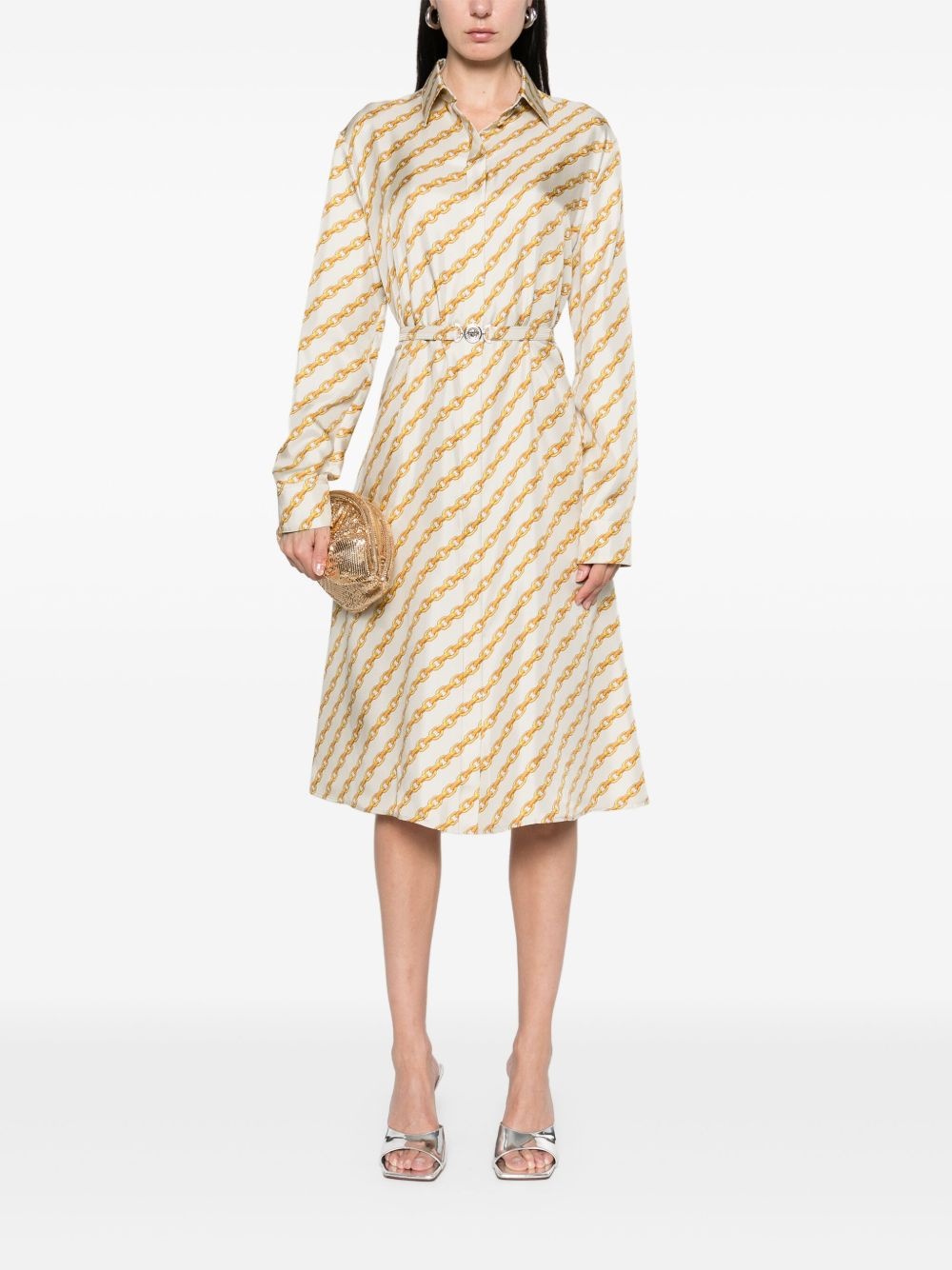 Oblique Chain-print shirt dress - 2