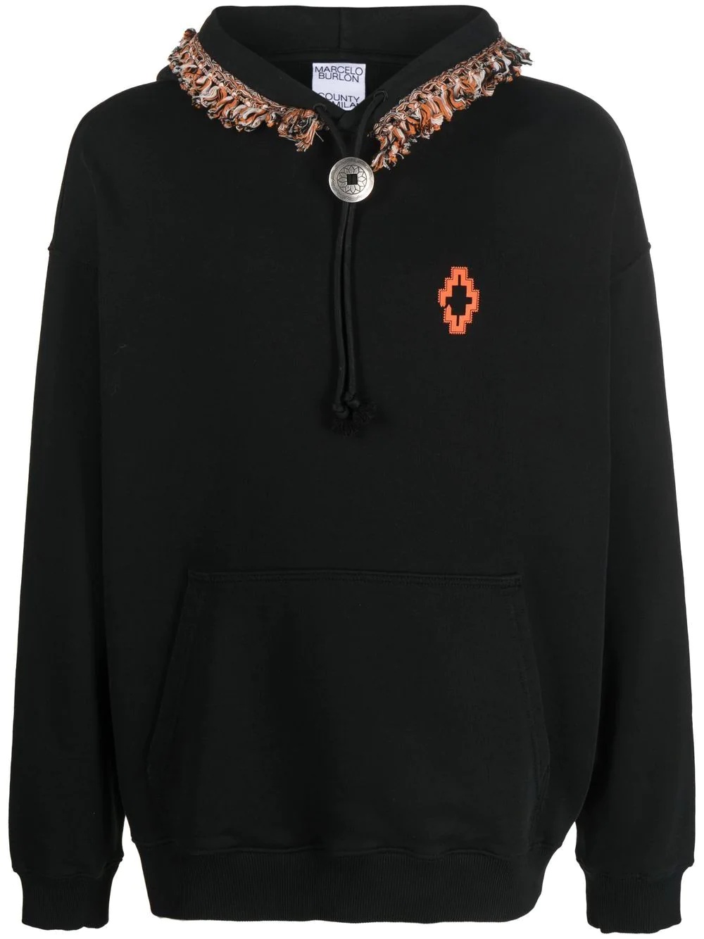 fringed-trim pullover hoodie - 1