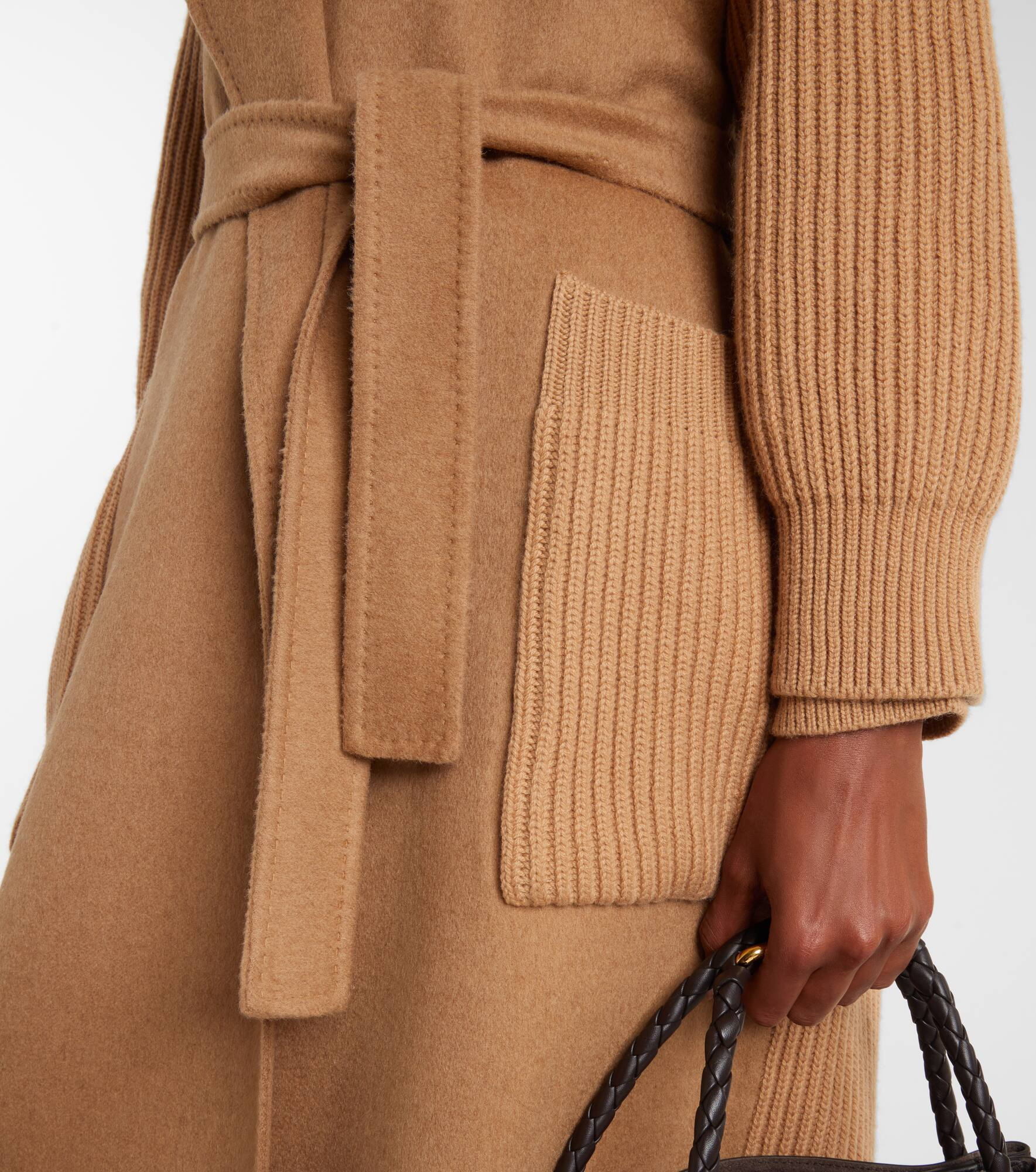 Berard camel hair, wool, and cashmere wrap coat - 5