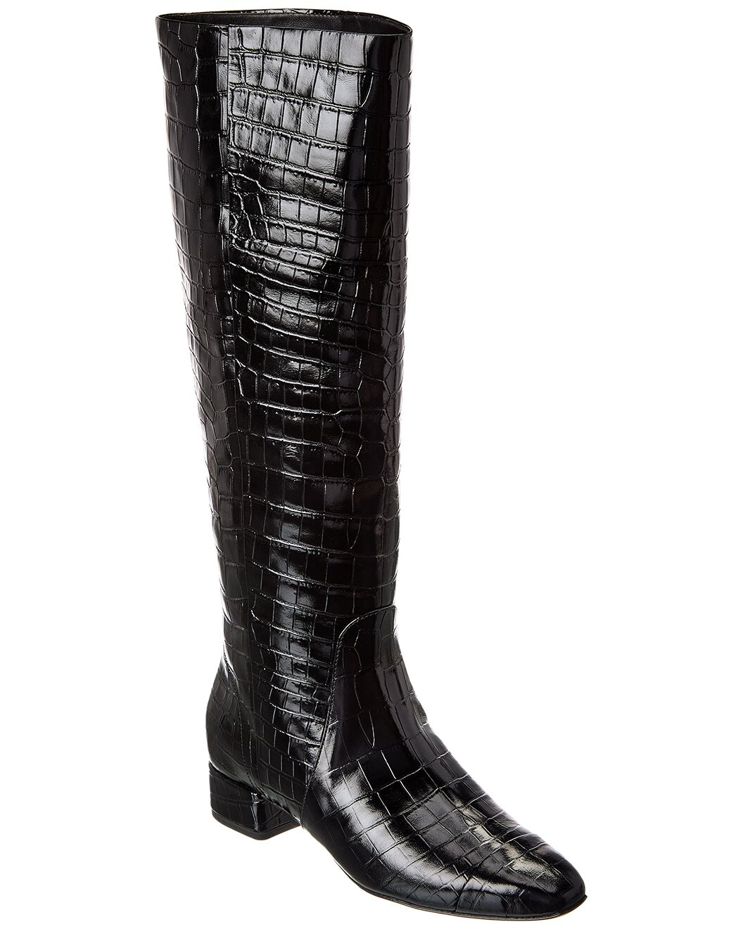 Veronica Beard Cecile Croc-Embossed Leather Knee-High Boot - 1