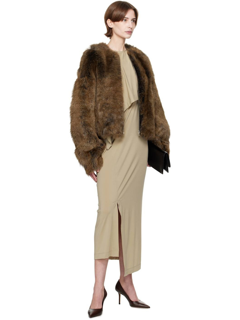 NOUR HAMMOUR Brown Dianne Cropped Shearling Jacket outlook
