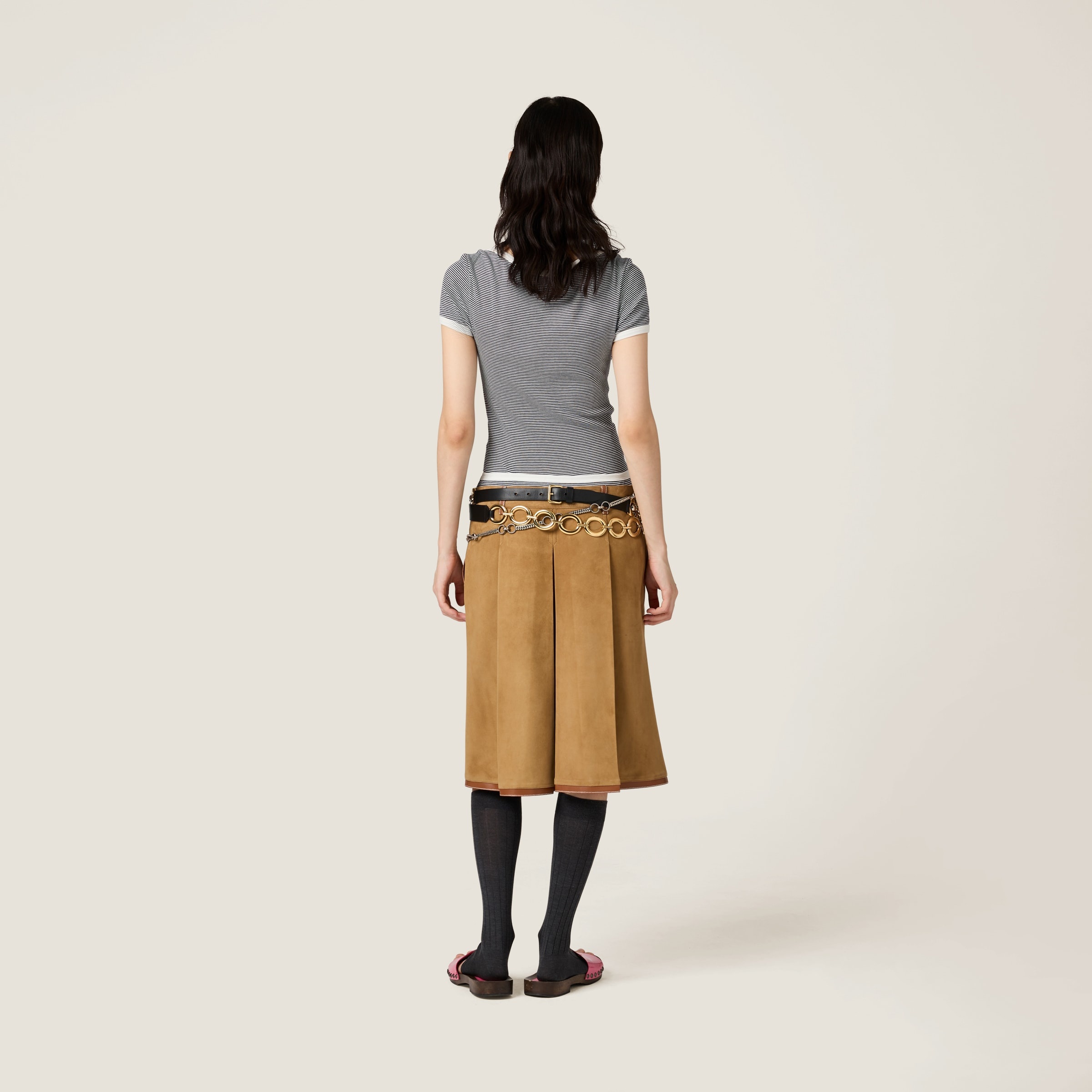 Pleated suede skirt - 3