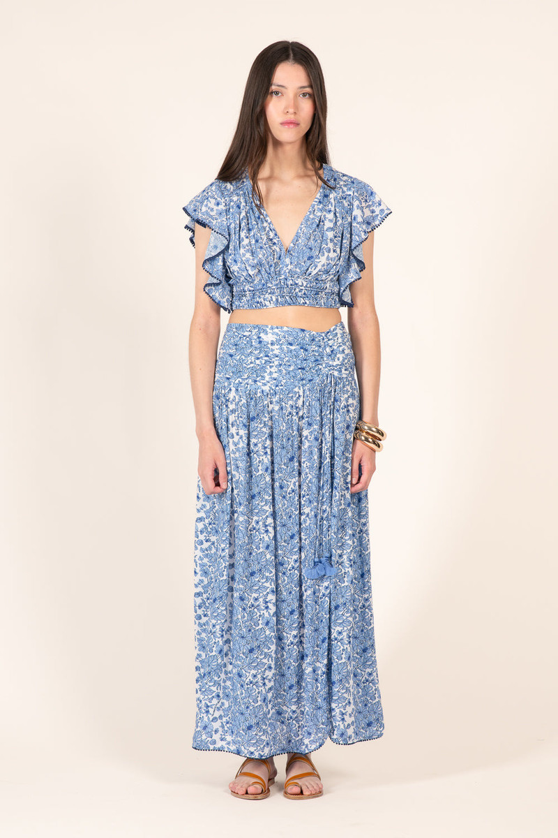 Long Skirt Carla - Blue Aquaflora 1