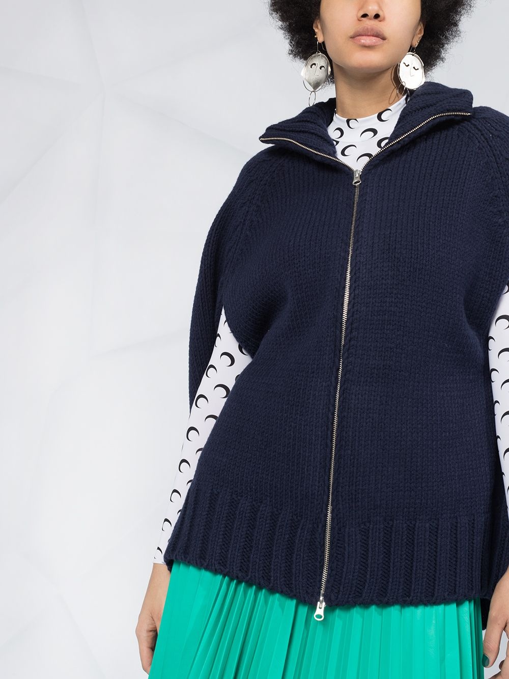 cape-style zip-up cardigan - 5