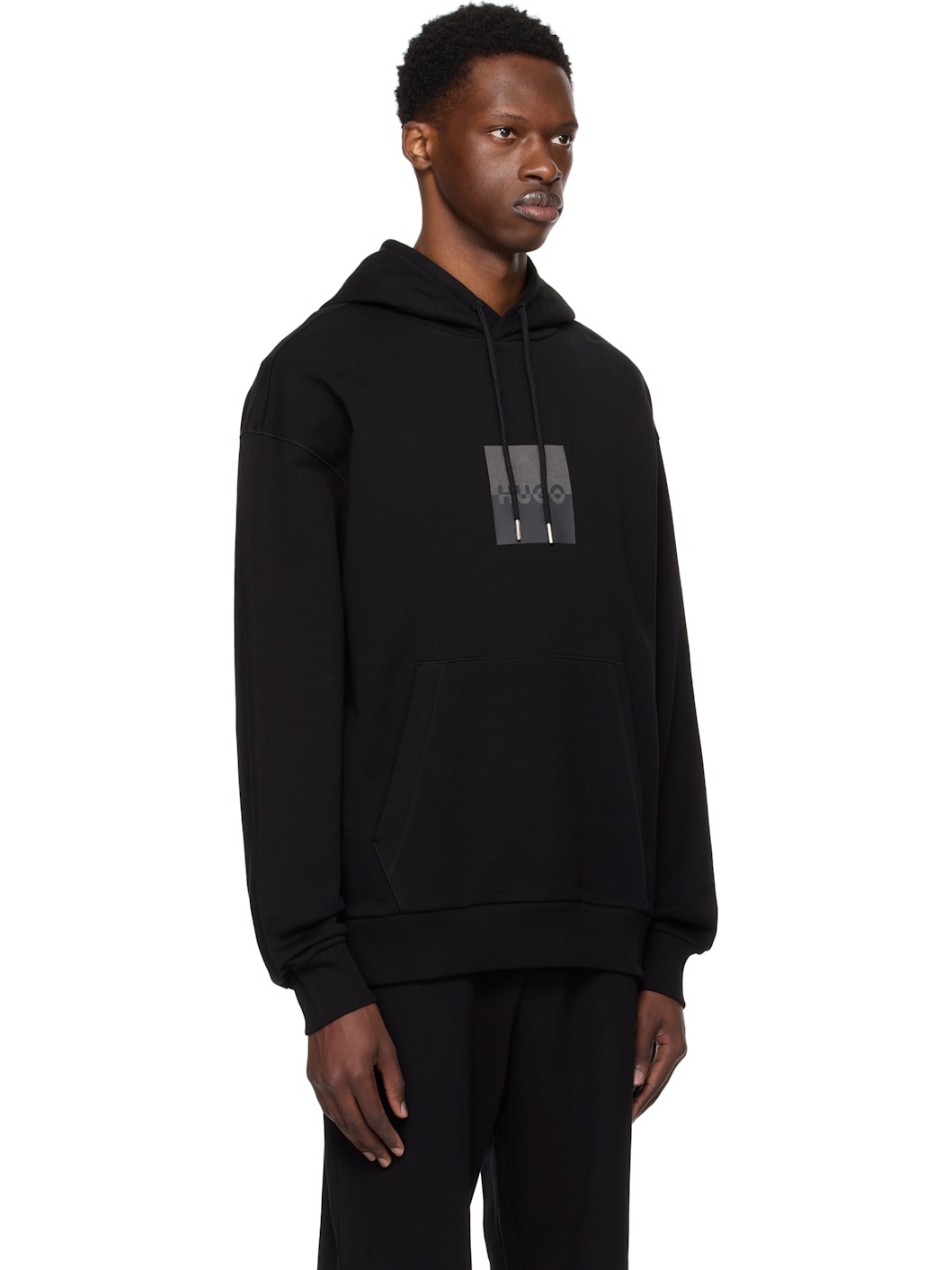 Black Relaxed-Fit Split Logo Hoodie - 2