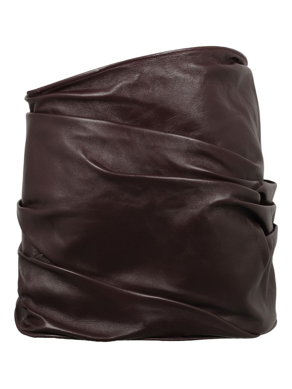 rose-draped leather mini skirt - 2