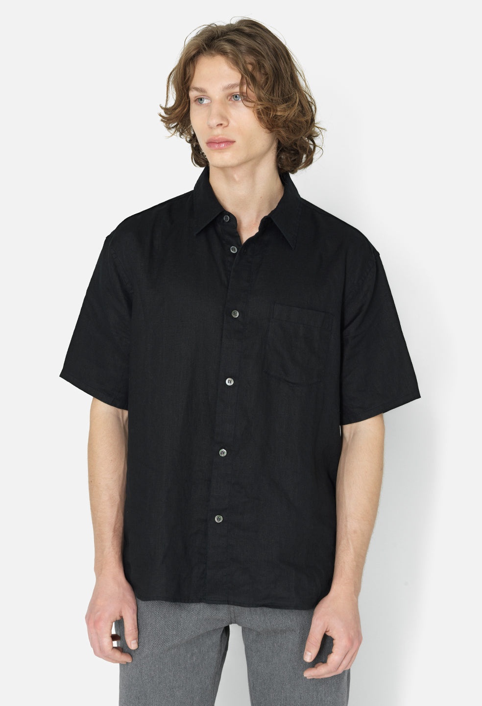 LINEN SS CLOAK BUTTON UP - 2