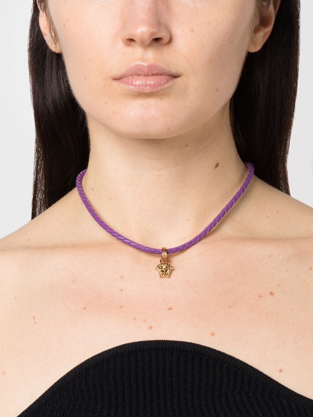 Medusa pendant leather necklace - 2