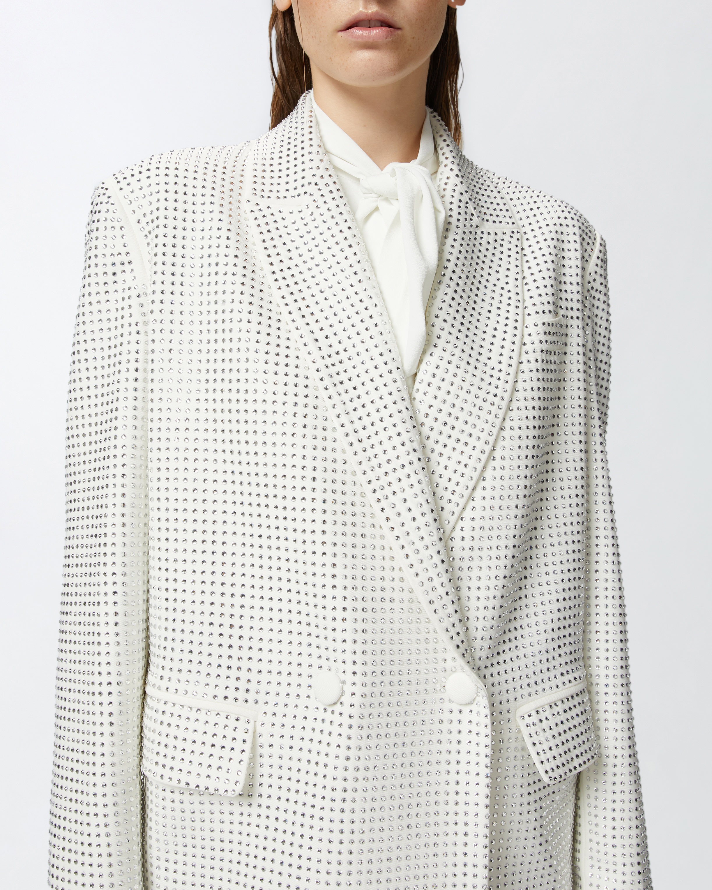 WHITE BLAZER WITH APPLIED RHINESTONES - 5