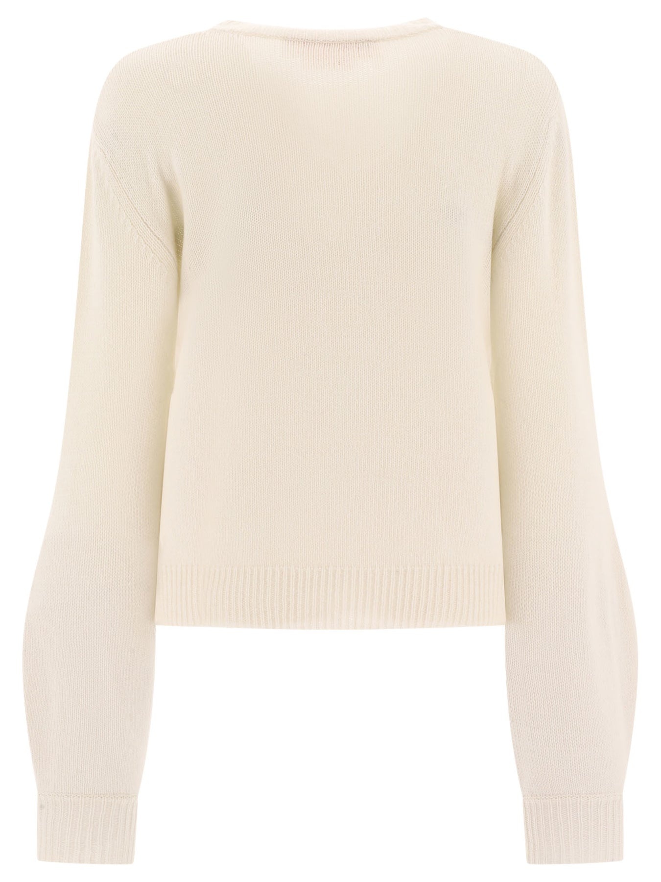 Cashmere Sweater With Patch Knitwear White - 2