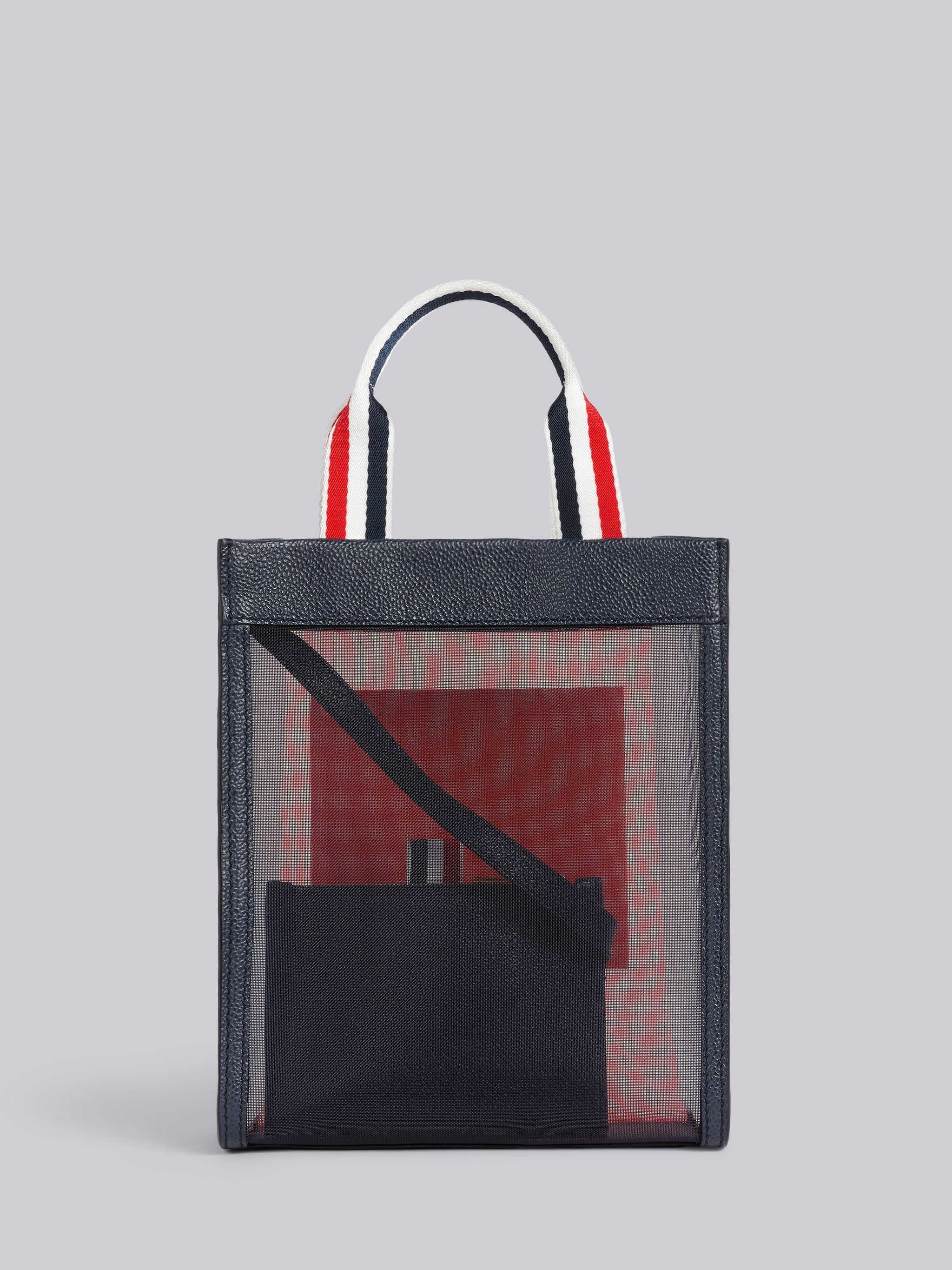 Multicolor Fun-Mix Mesh Paper Handle Stripe Handle Small Tote - 4