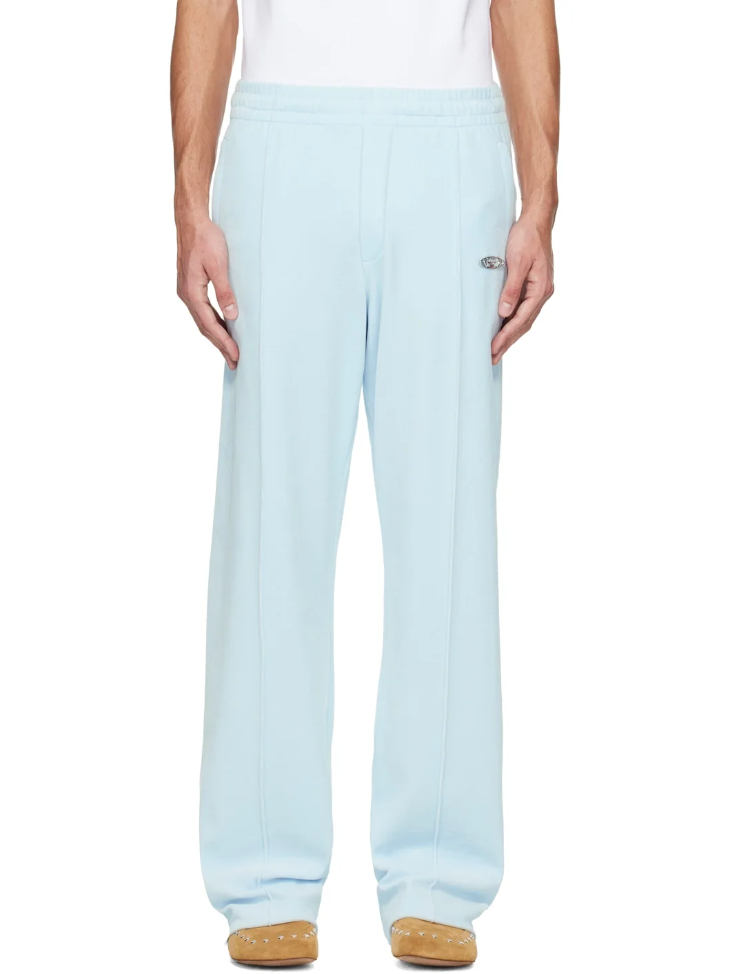 Blue Velour Track Pants - 1