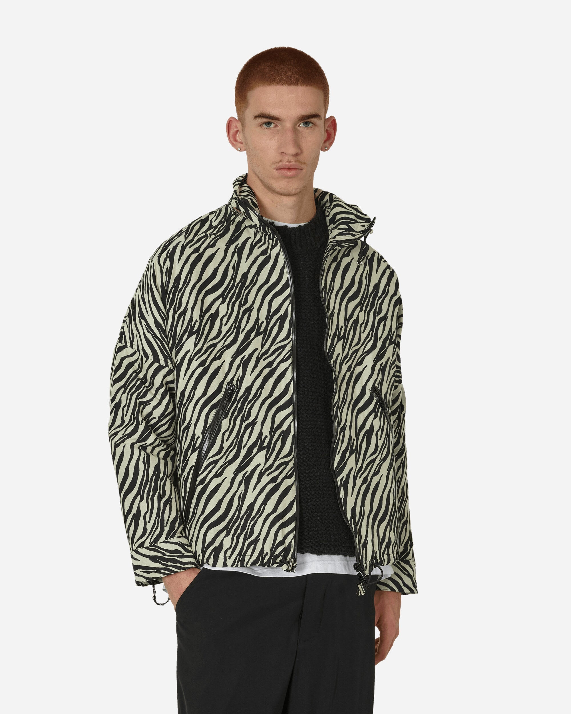 Zip-Up Funnel Jacket Black / White - 1