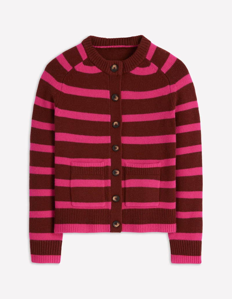 Marion Merino Cardigan-Raw Umber, Brilliant Pink 7