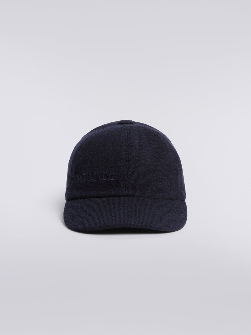 Cashmere hat with visor and logo 1