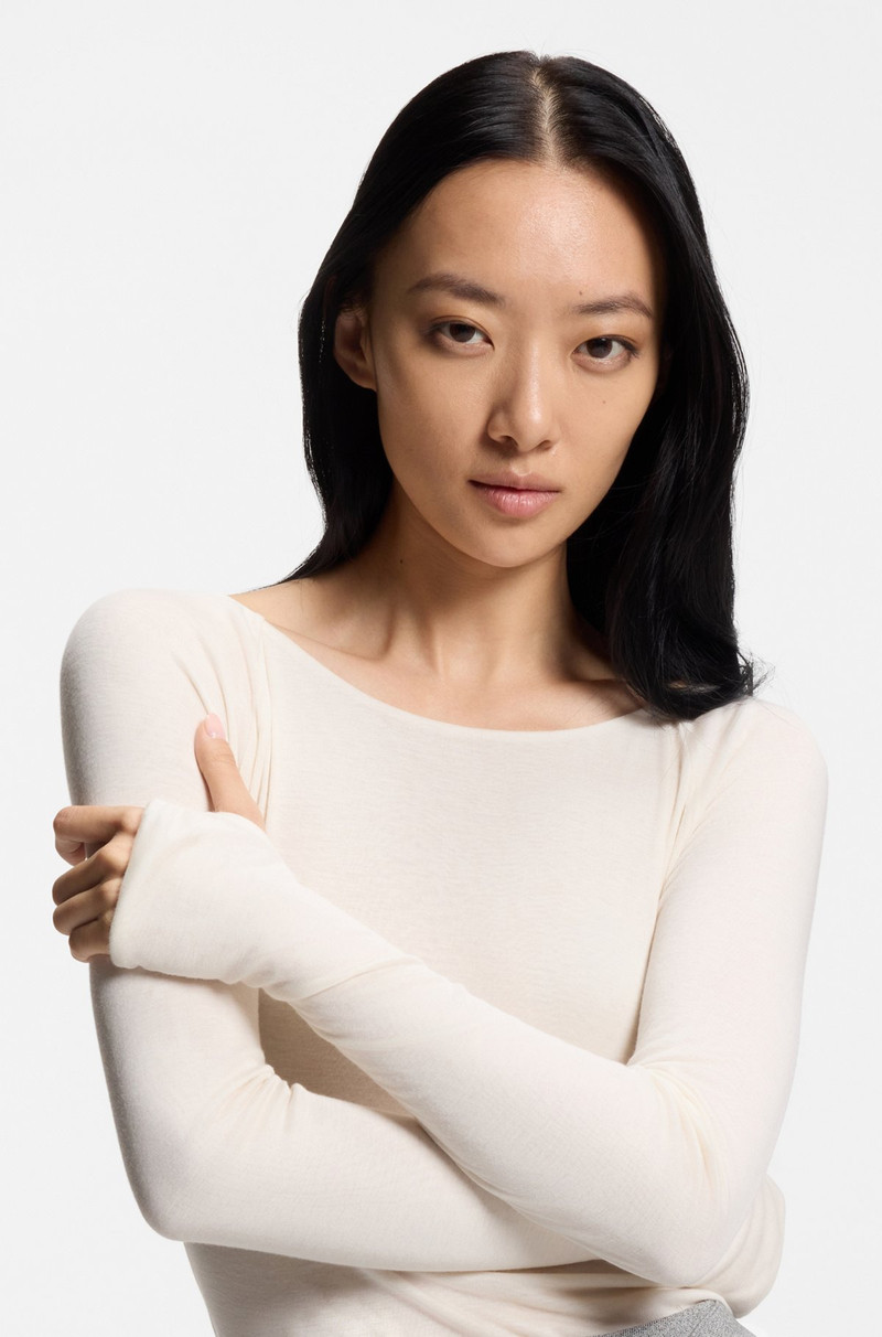 SHEER-JERSEY TOP WITH DOUBLE LAYER 5