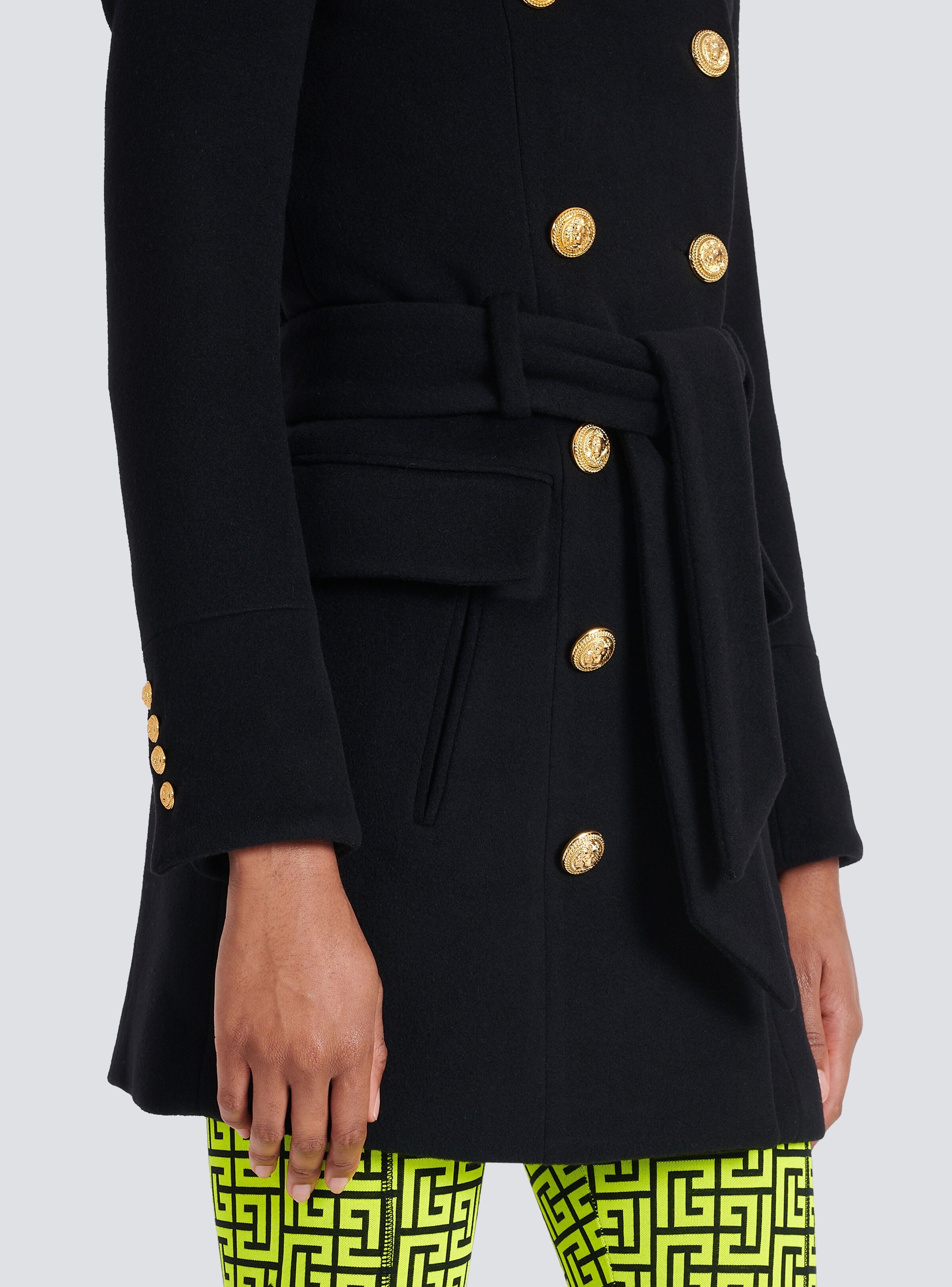 Long wool coat with double-breasted gold-tone buttoned fastening - 8