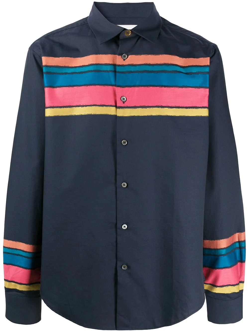 colour block striped shirt - 1