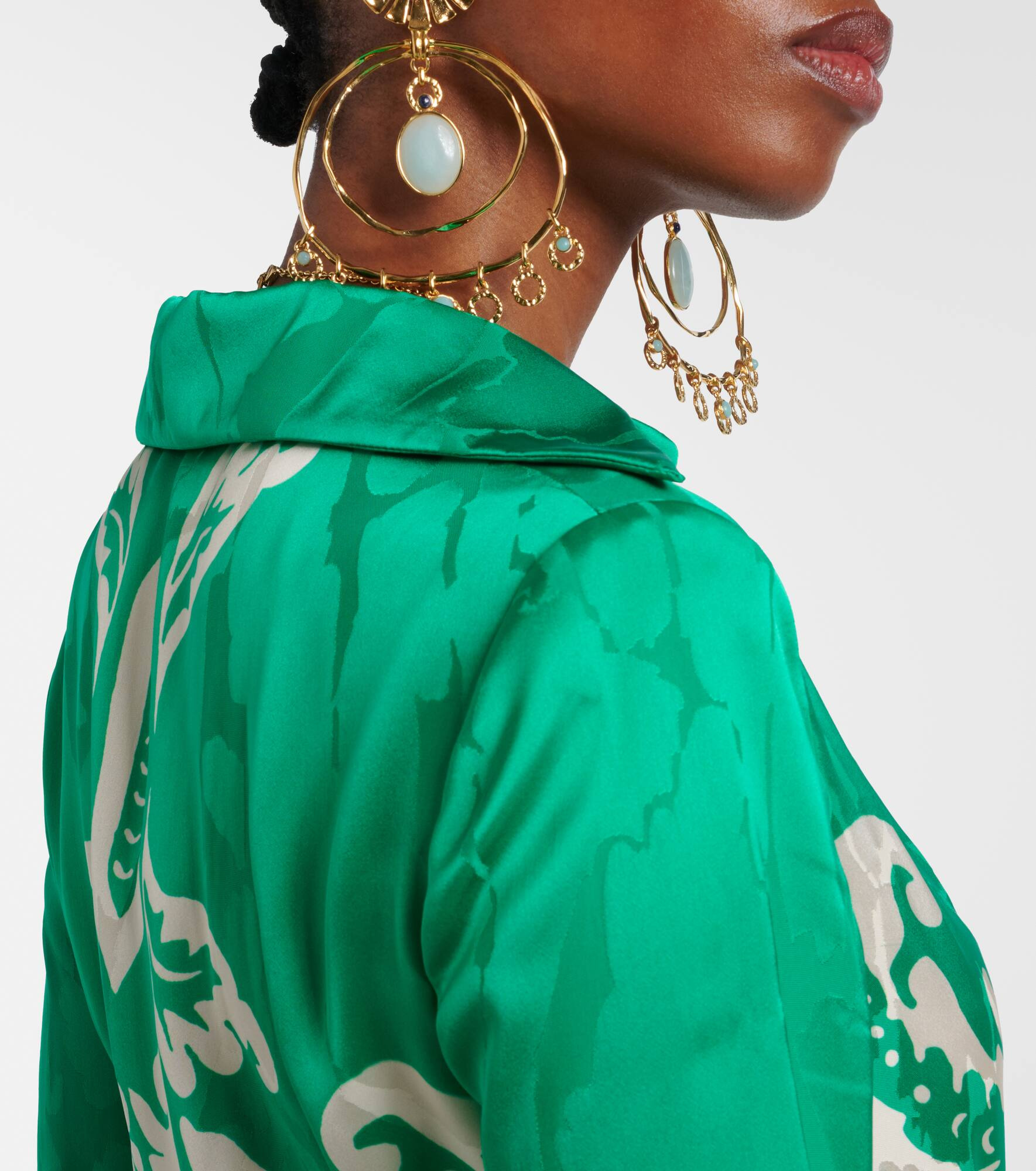 Printed satin wrap dress - 6