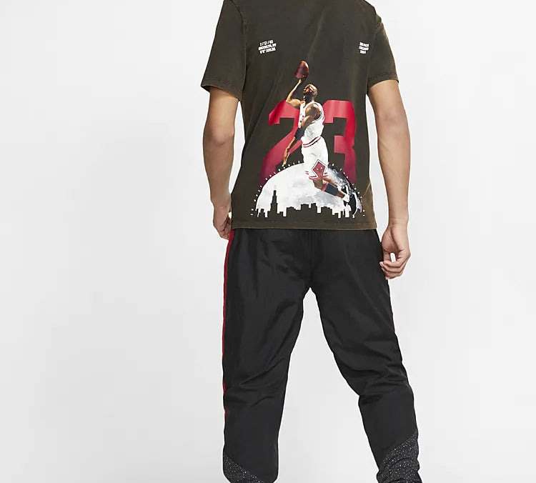 Air Jordan Back Printing Flying Man Retro Short Sleeve Distress Black AQ3735-010 - 6