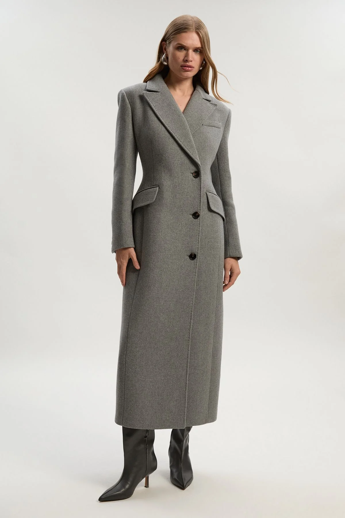 Forever Wool Blend Tailored Fitted Maxi Coat - 1