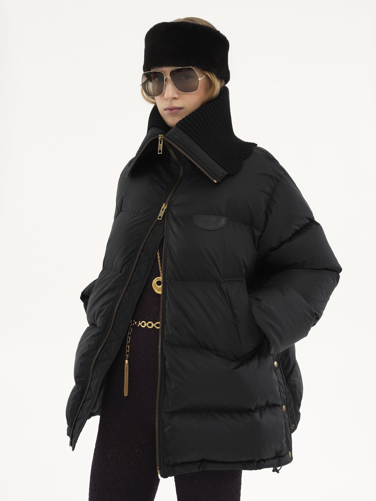HIGH-NECK PUFFER JACKET IN SHINY NYLON - 4