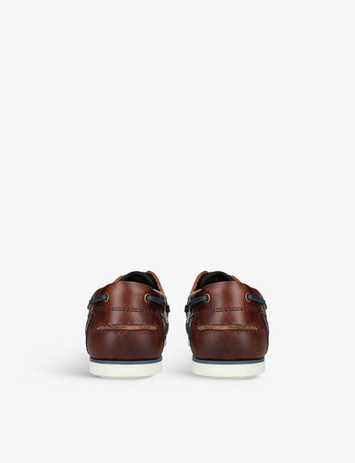 Barbour Wake logo-debossed leather boat shoes outlook