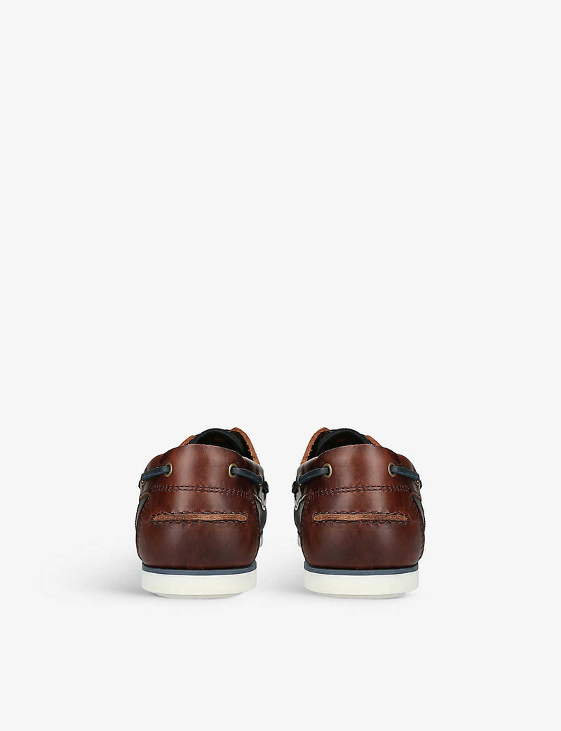 Barbour Wake logo-debossed leather boat shoes outlook