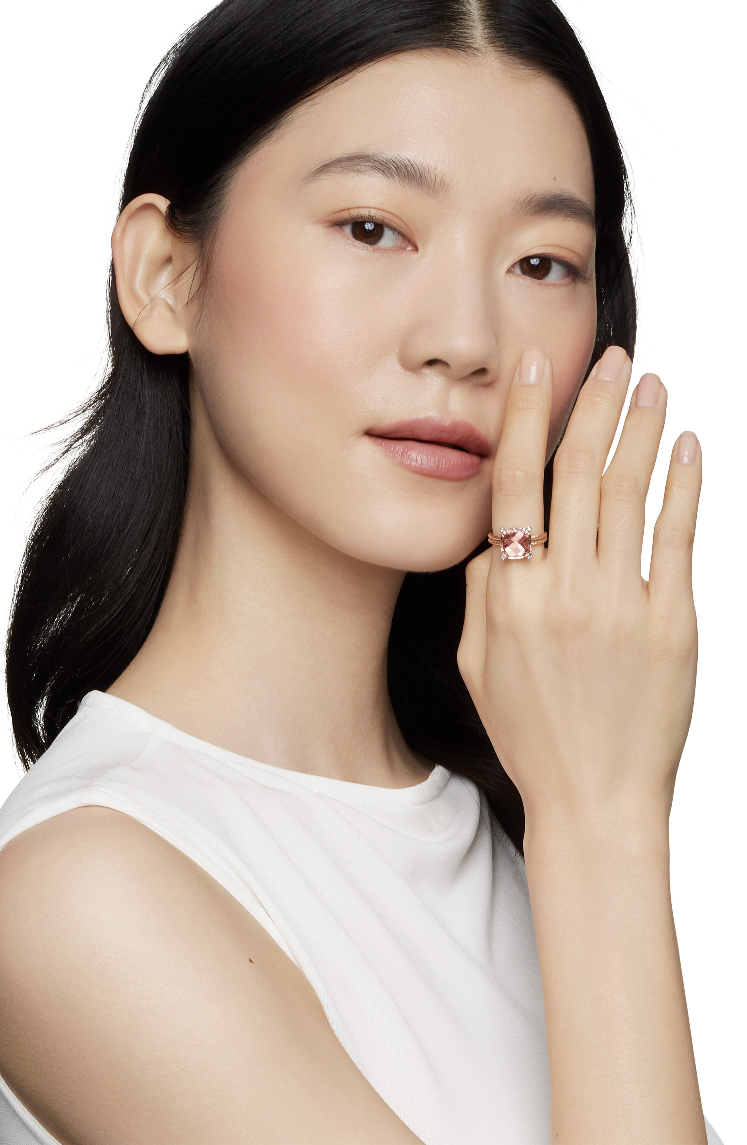 David Yurman Châtelaine® Morganite & Diamond Ring in 18K Rose Gold in Rose Gold/Diamond/Morganite at - 2