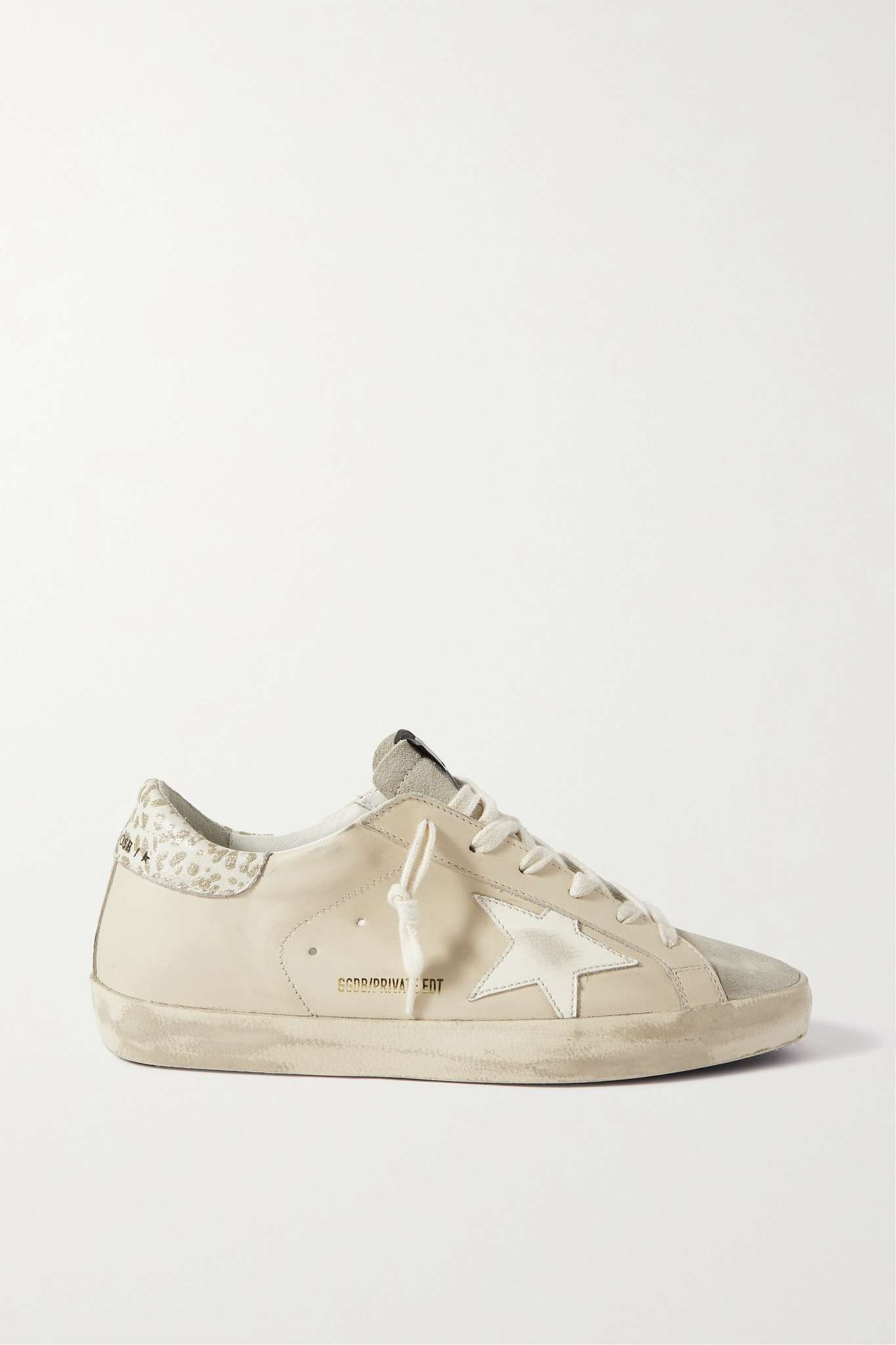 Superstar distressed leather-trimmed suede sneakers - 1