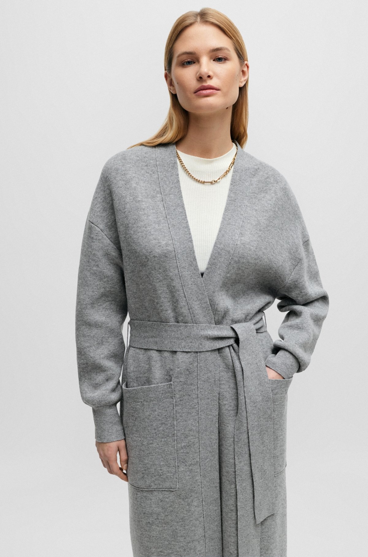 BELTED CARDIGAN IN VIRGIN WOOL AND CASHMERE - 5