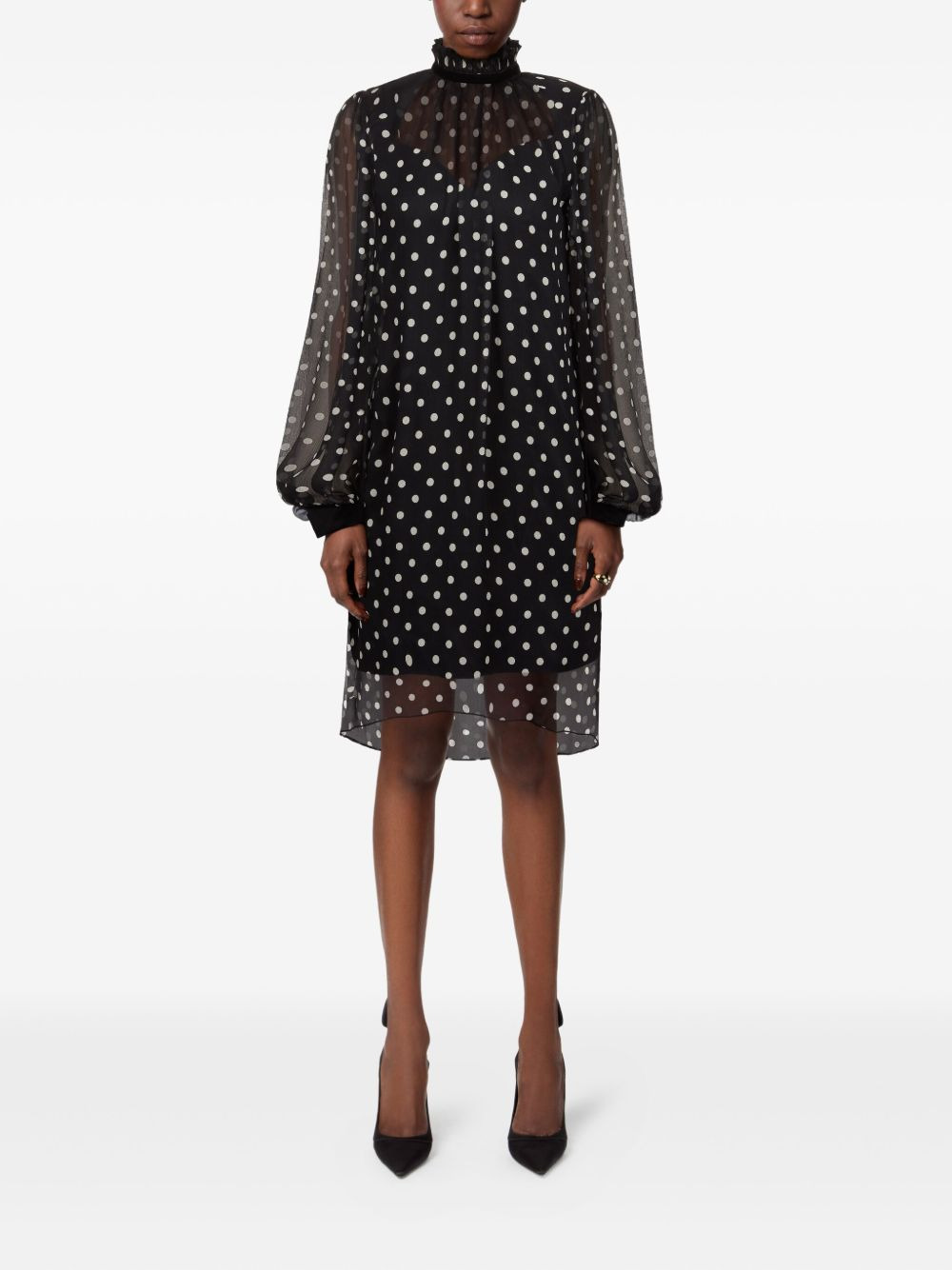 polka-dot ruffled mini dress - 2