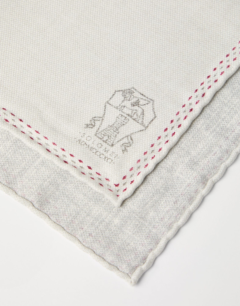 Brunello Cucinelli Silk pocket square with printed logo outlook